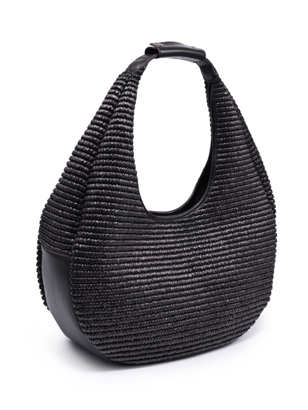 Zoey Tote Woven Crescent Women Shoulder Bag in Chocolate Sculptural Woven Hobo - Picture 2 of 5